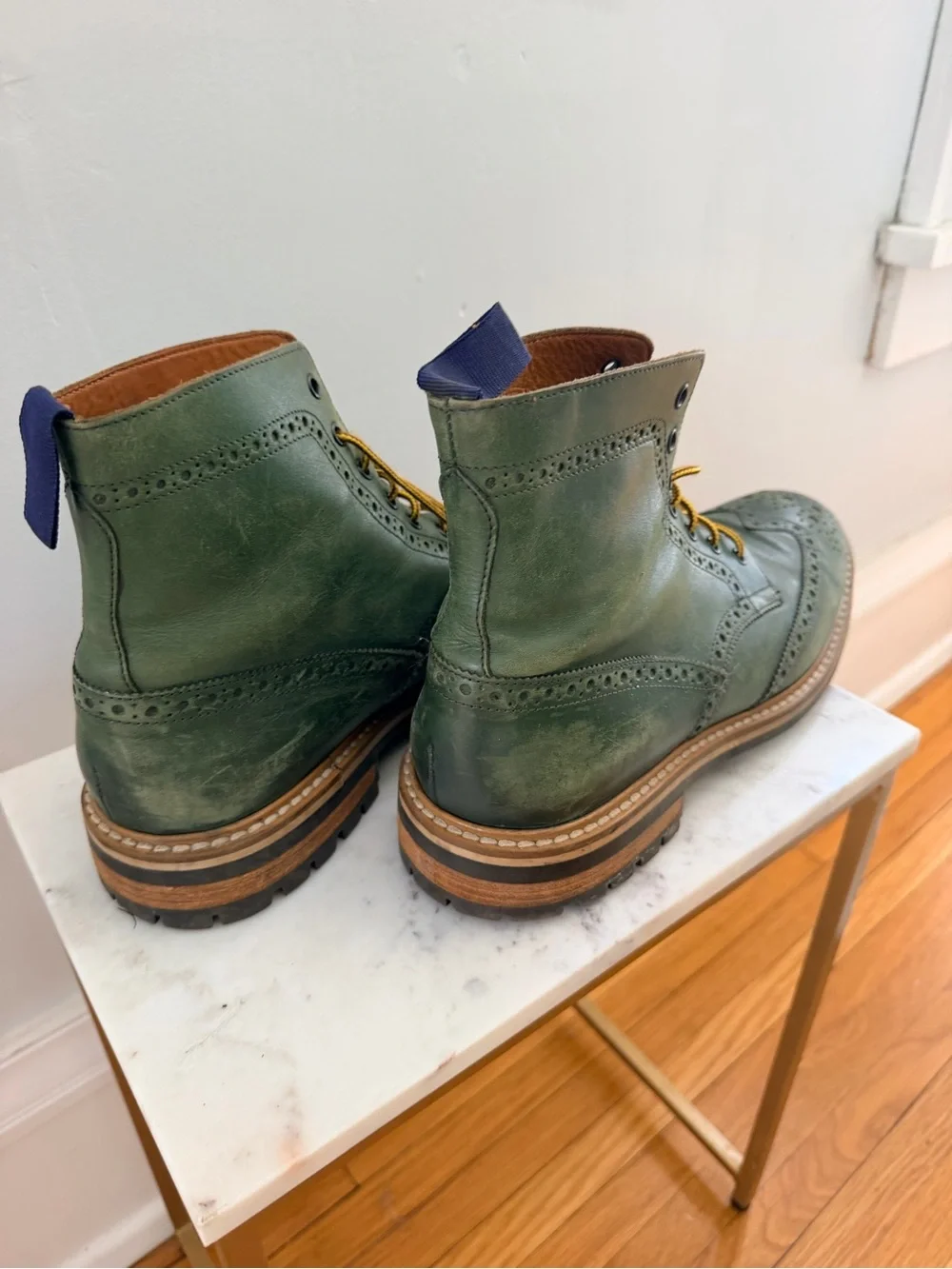 Mens Aldo Mr B Green!! Wingtip Lace-Up Boots